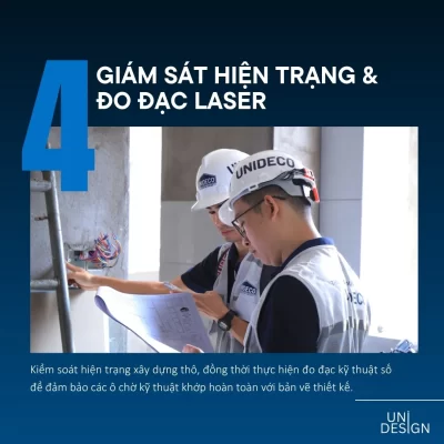 Giám sát hiện trạng xây dựng thô và đo đạc kỹ thuật số bằng máy Laser tại công trình.
